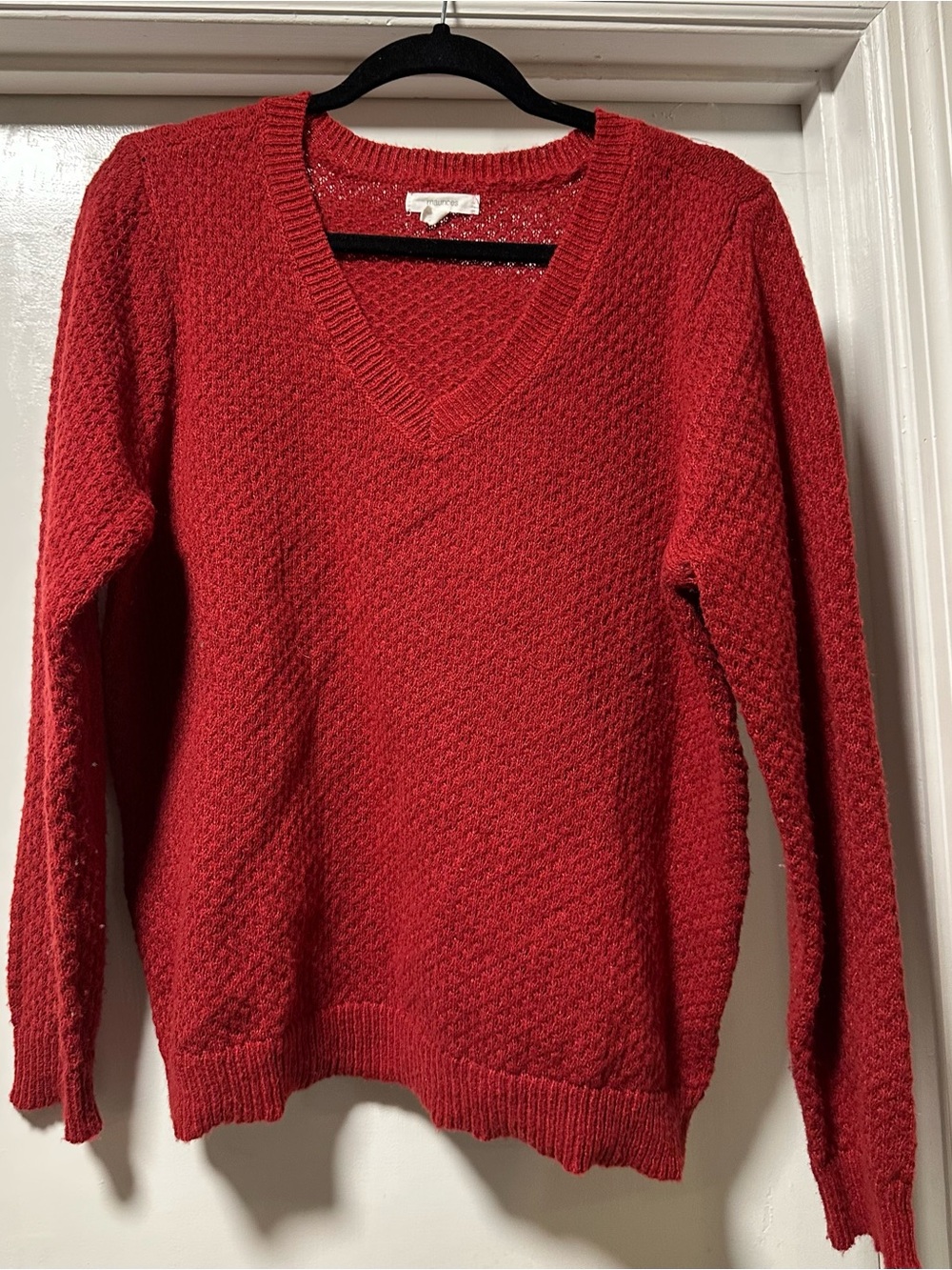 Maurices Red V-Neck Textured Knit Sweater